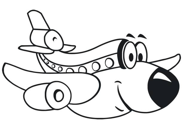 Airplane funny vector illustration coloring book stock illustration