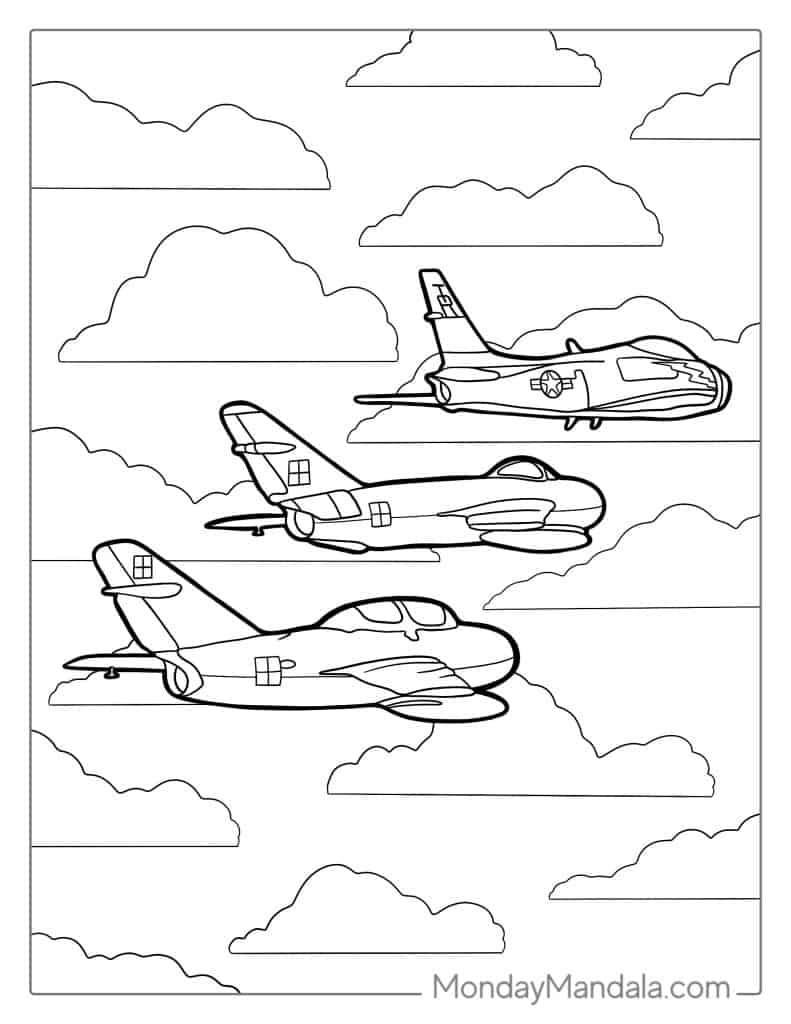 Airplane coloring pages free pdf printables