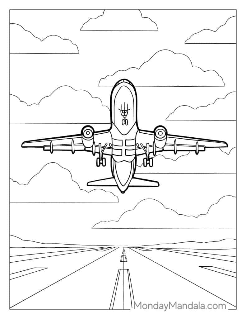 Airplane coloring pages free pdf printables