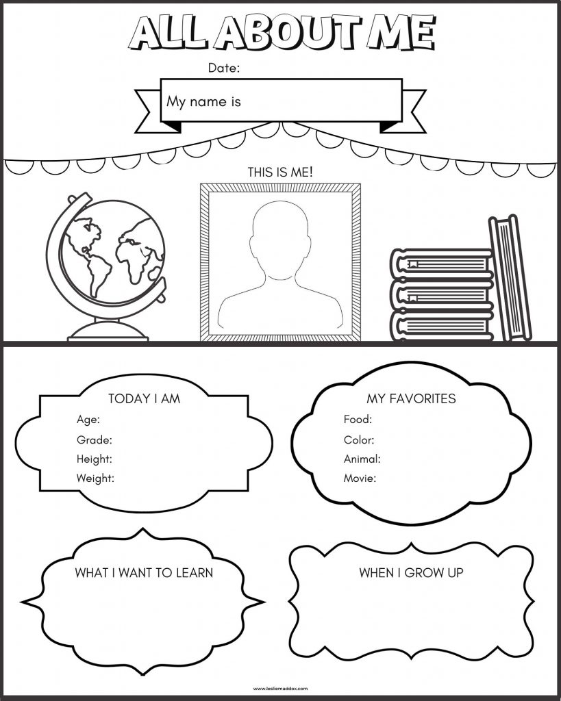 All about me printable coloring page