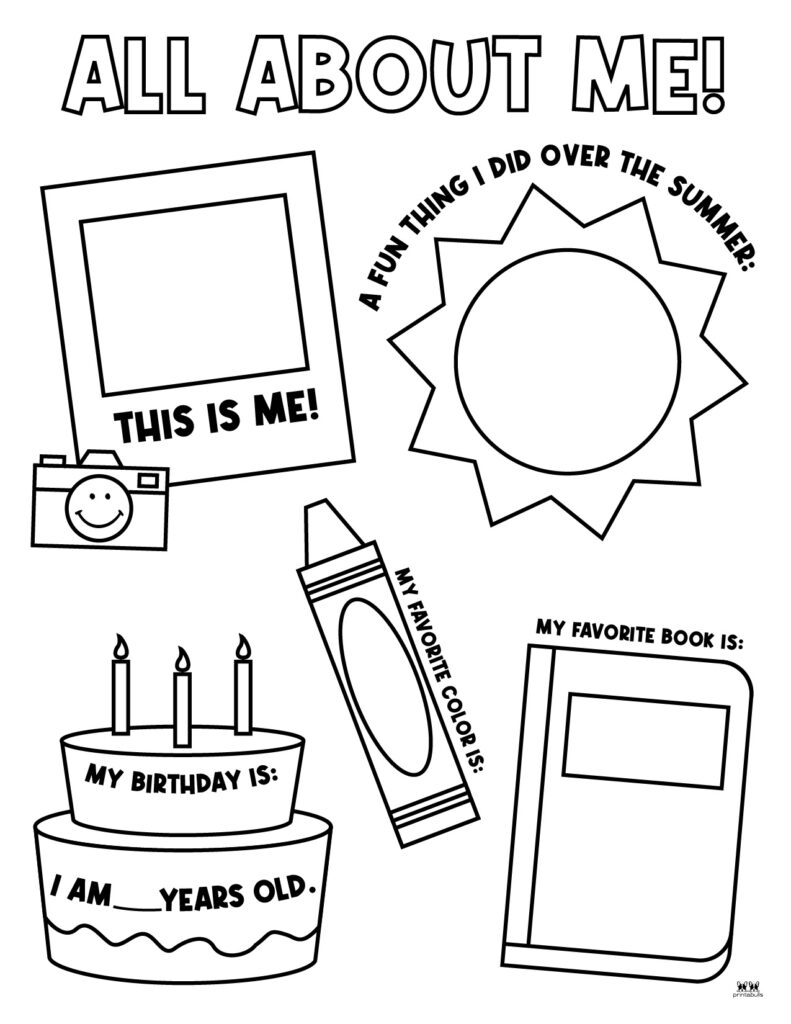 All about me printable worksheets