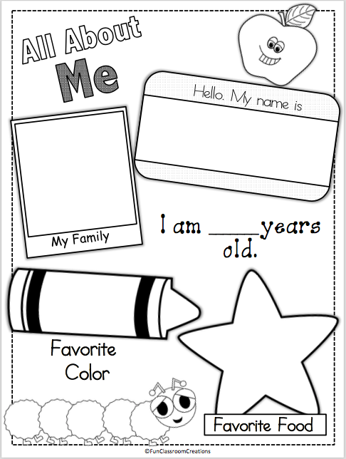 All about me page made by teachers