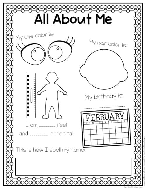 All about me preschool worksheets