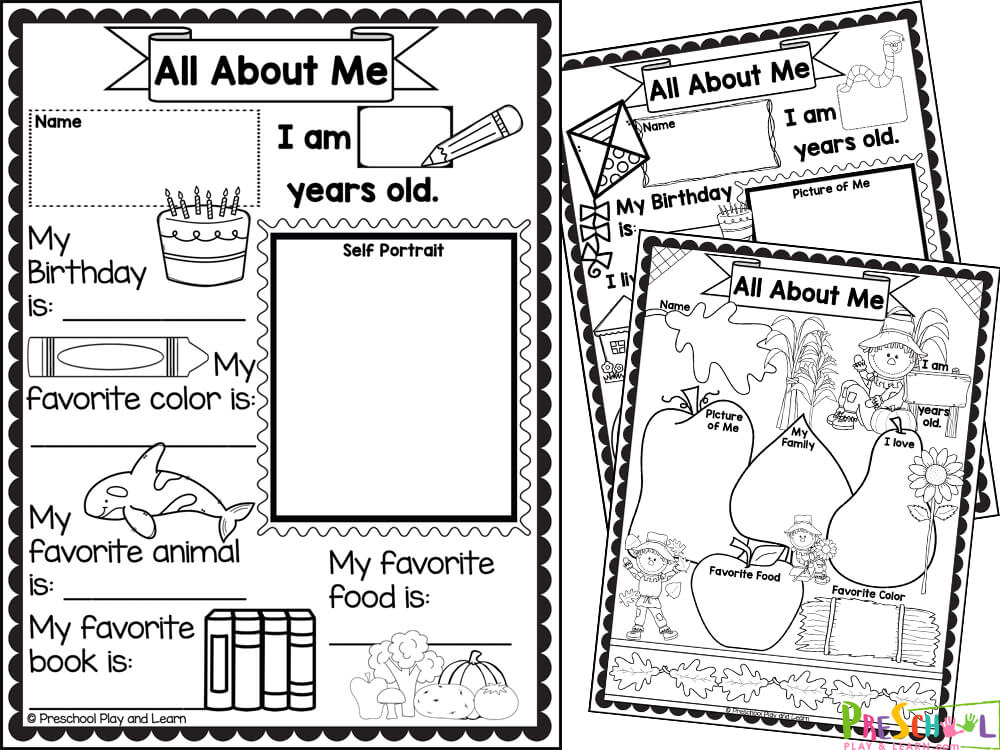 Free all about me preschool printable worksheets