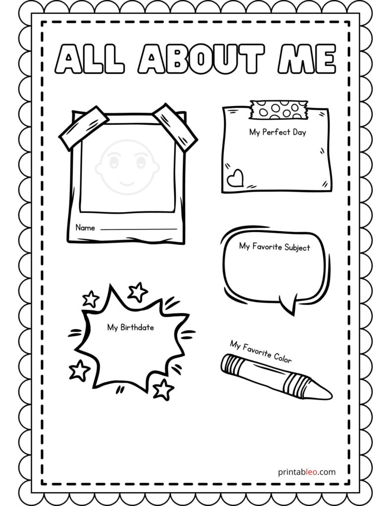 Printable all about me worksheets