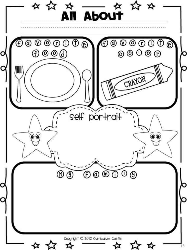 All about me printable coloring page