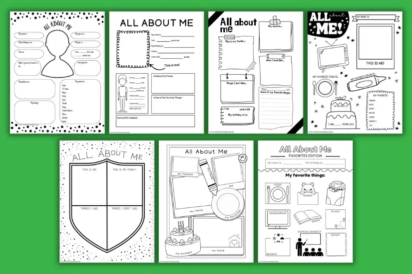 Free printable all about me worksheets for kids