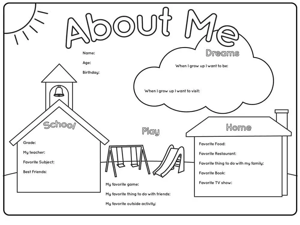 Free all about me to color coloring page