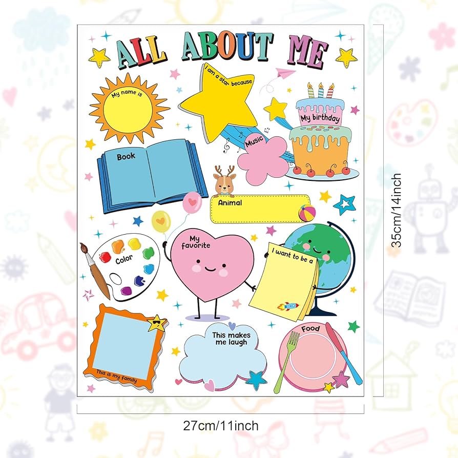 Pcs all about me coloring posters packcolorful star student poster first day of school fill in poster ideas project chart for preschool elementary kindergarten craft classroom activities supply office