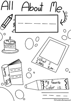 All about me coloring sheets tpt