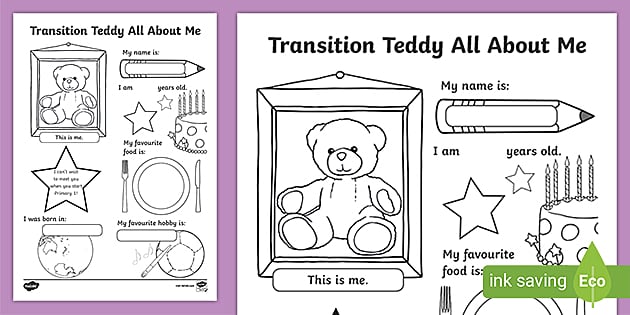 Transition teddy all about me teacher made