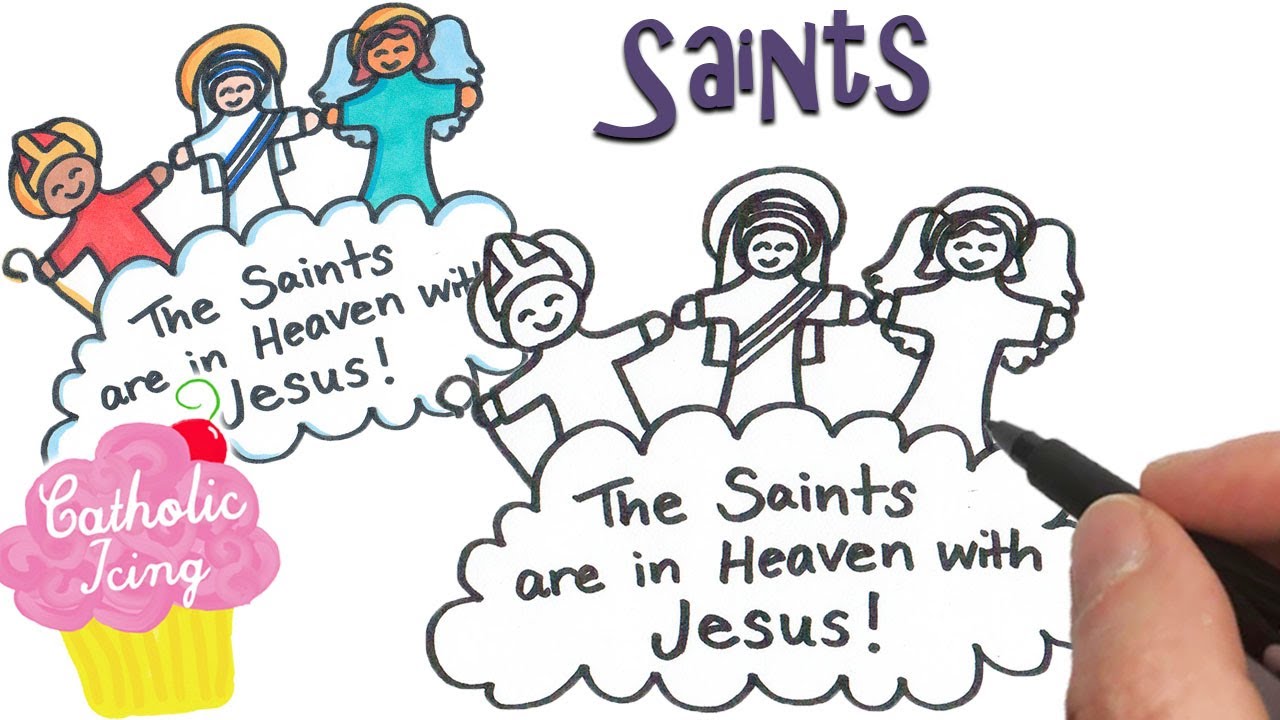 All saints day coloring page and how to draw video