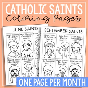 Catholic saints of the month coloring pages activity all saints day home altar for kids homeschool printables church bulletin board