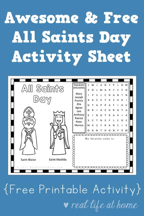 Awesome and free all saints day activity sheet printable