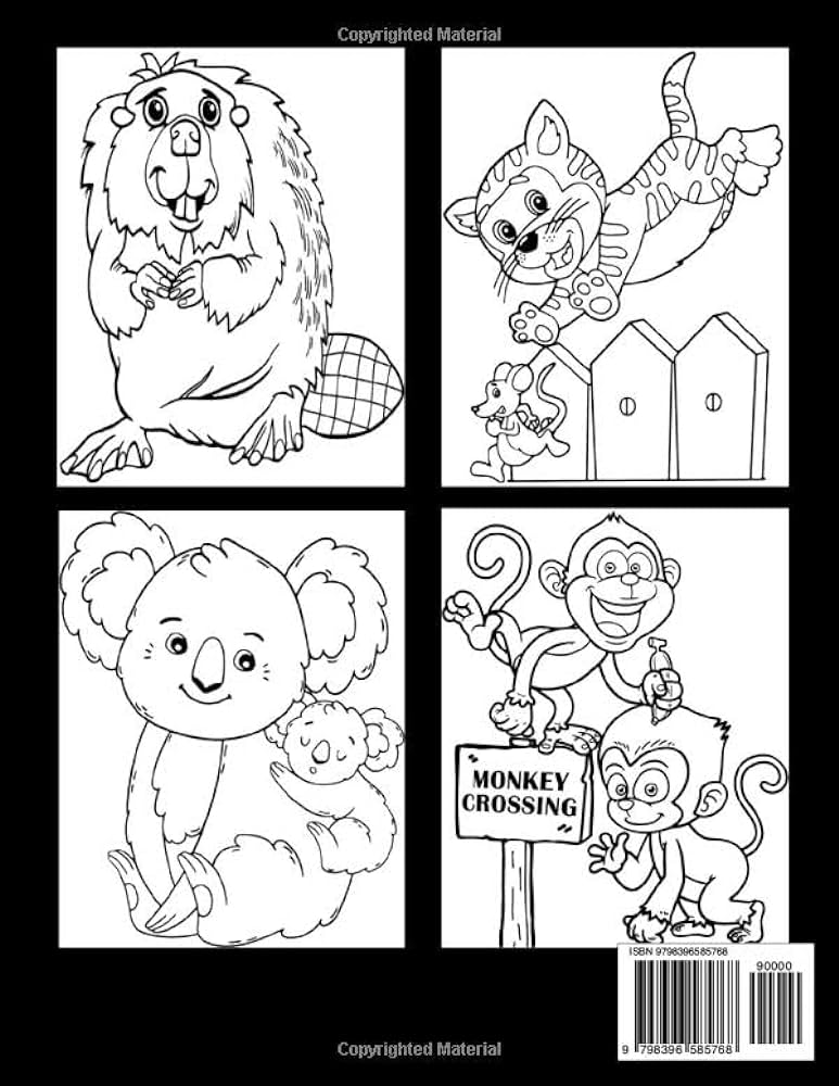 Cute animals coloring book cute and easy dog cat horse and many more animals coloring pages for kids boys girls preschool and kindergarten magical activity stores books