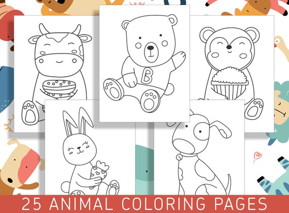 Fun animal coloring pages for preschool and kindergarten cute and educational worksheets pdf file instant download