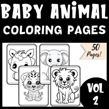 Cute baby animal coloring pages vol