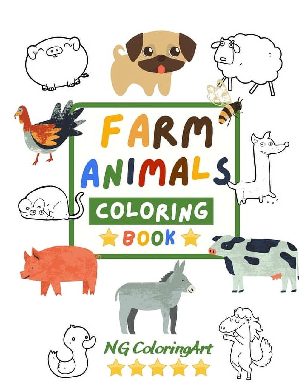 Farm animals coloring book a funny farm animal coloring book for kids ages