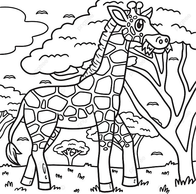 Giraffe animal coloring page for kids coloring book preschool design vector coloring book preschool design png and vector with transparent background for free download