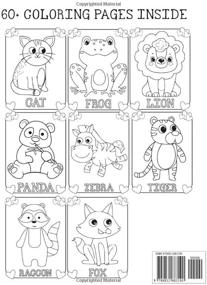 Lets color animals easy coloring pages of animals coloring book for preschool and kindergarten kiddo press jane books