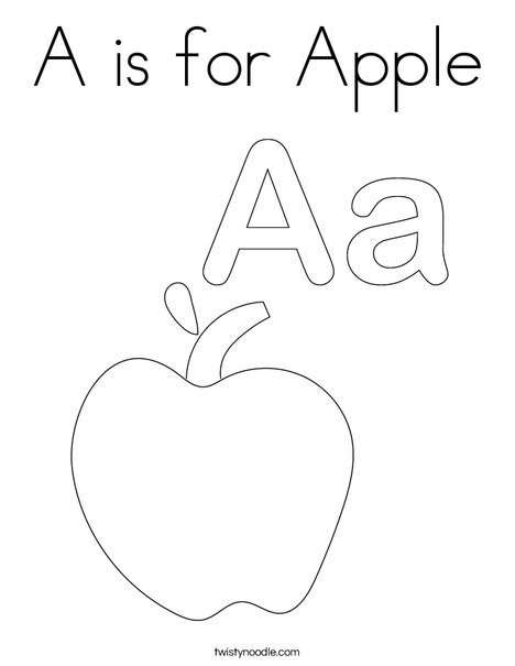 A is for apple coloring page