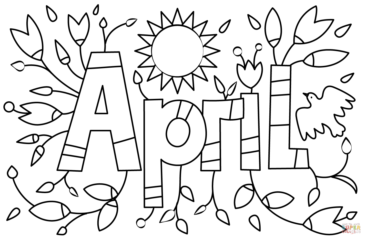 April coloring page free printable coloring pages