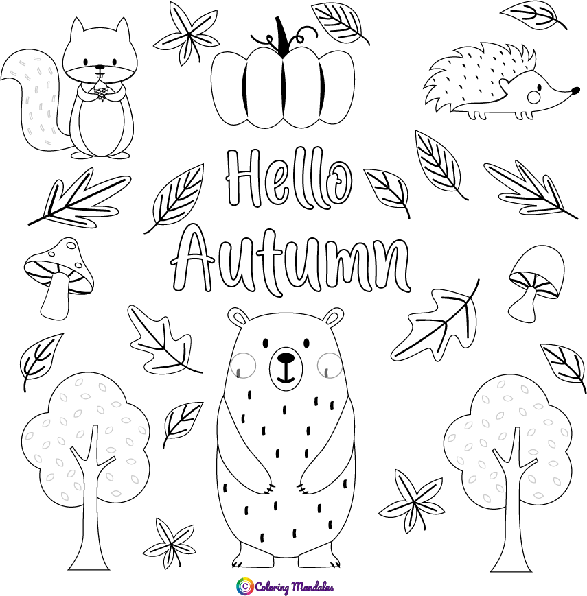 Autumn coloring page for kids