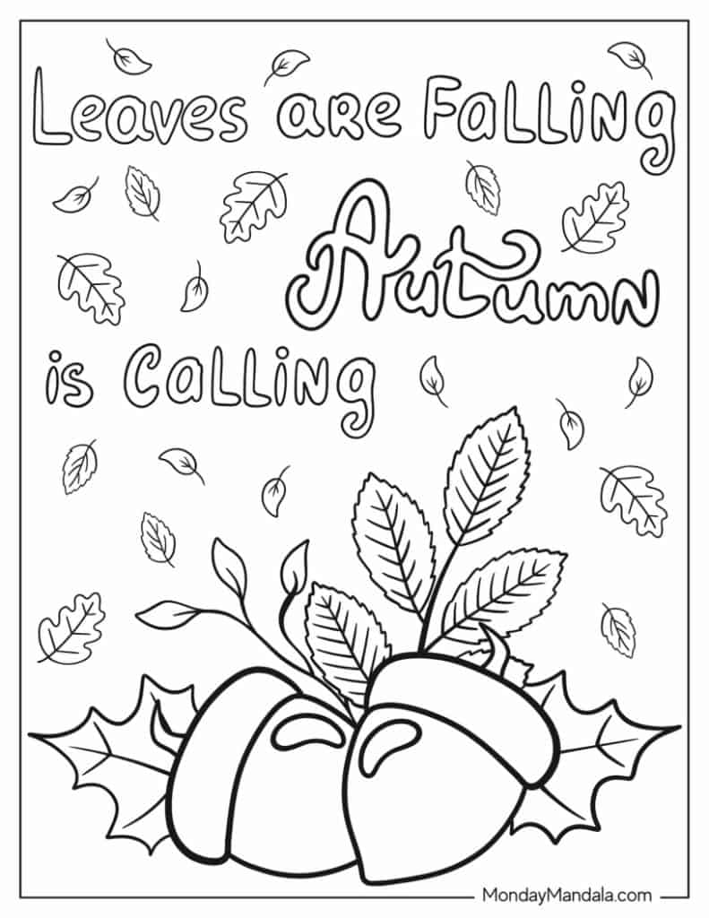 Autumn fall coloring pages free pdf printables