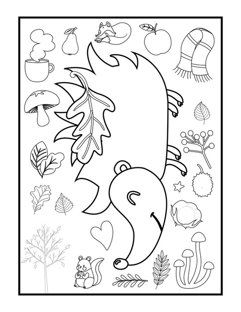 Premium vector autumn coloring pages for kids