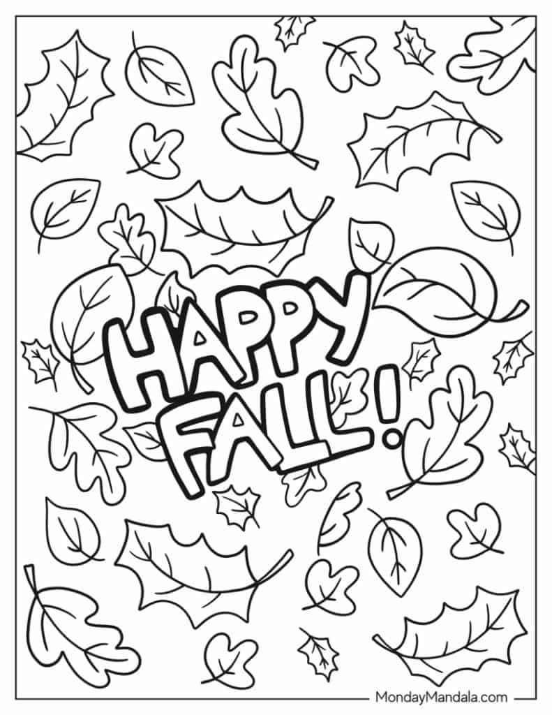 Autumn fall coloring pages free pdf printables