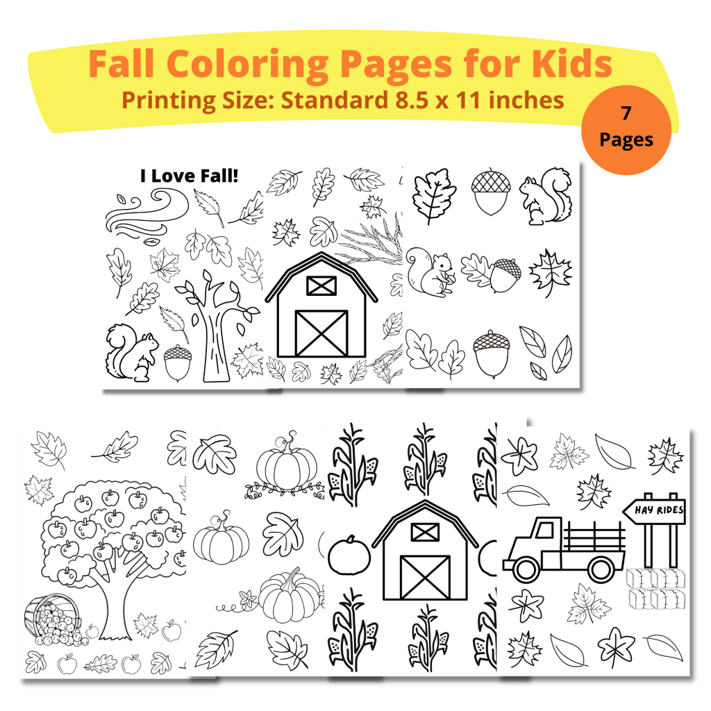 Fall coloring pages for kids â at home with zan printables