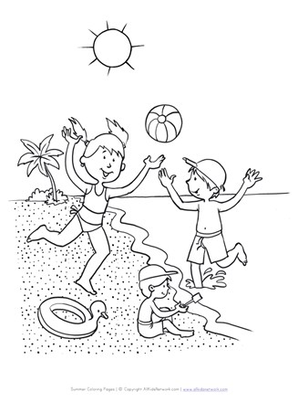 Playing at the beach coloring page all kids network