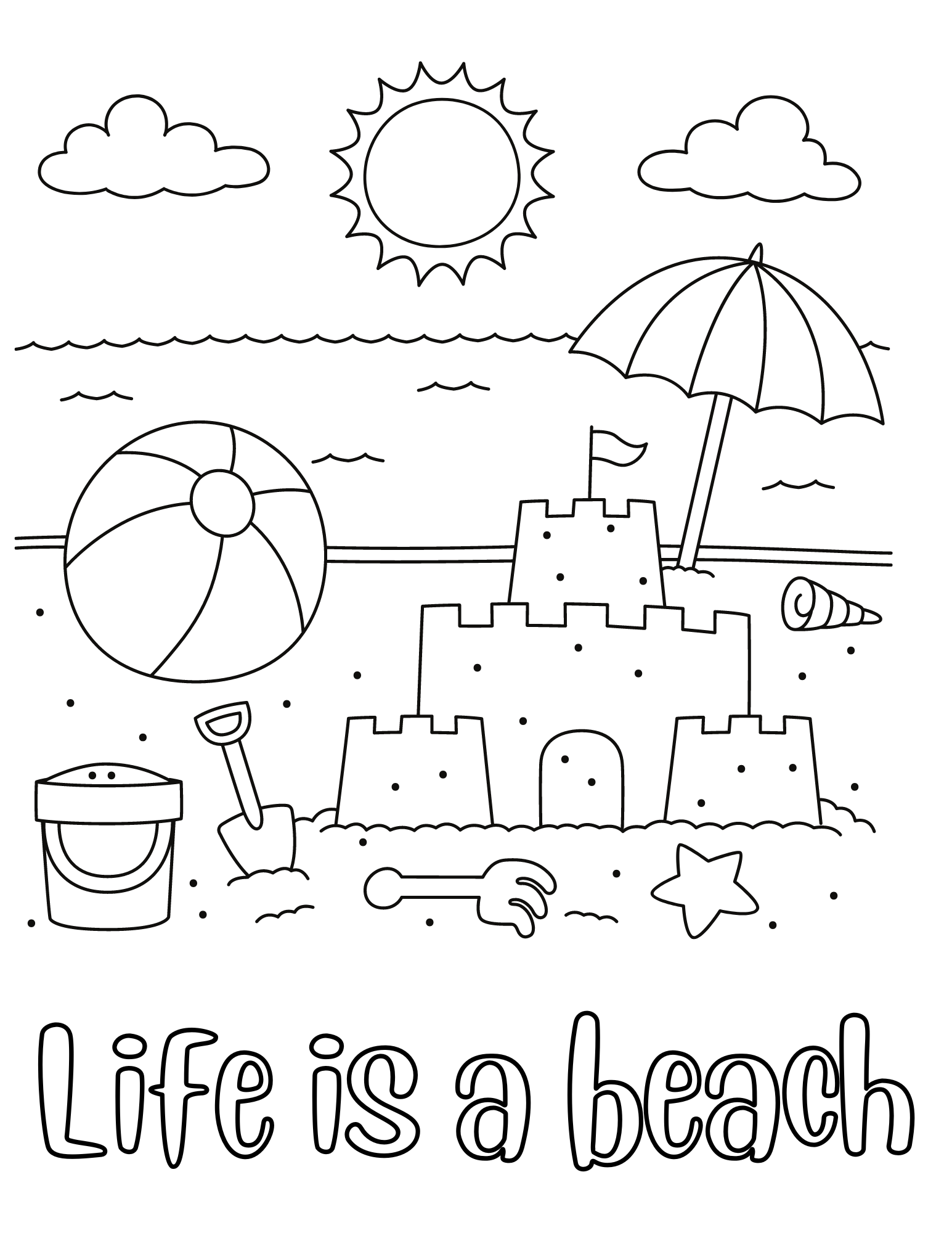 Free printable beach coloring pages for kids and adults