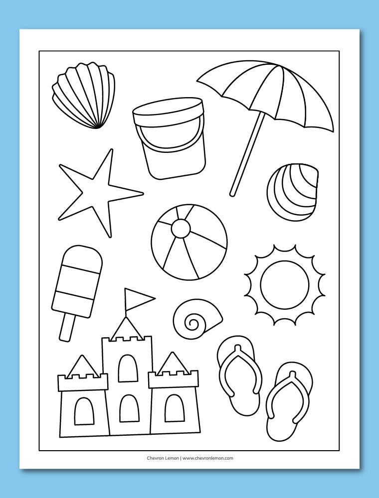 Beach coloring page fun family crafts