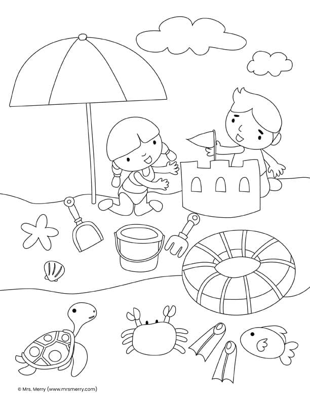 Fun summer coloring pages for kids mrs merry