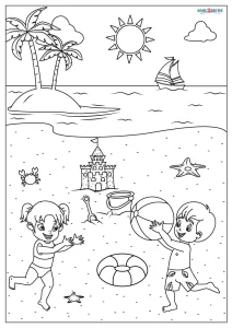 Free printable beach coloring pages for kids