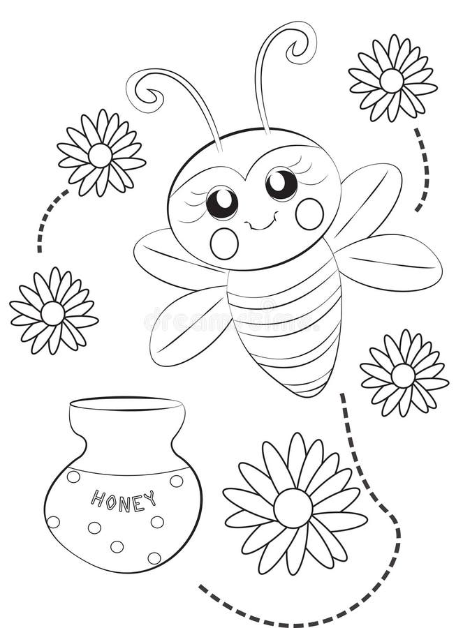 Bee coloring stock illustrations â bee coloring stock illustrations vectors clipart