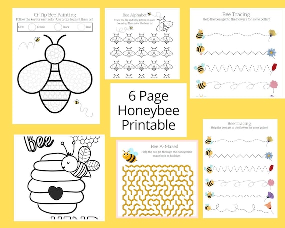 Honey bee printable worksheets worksheets for preschool kindergarten st grade bee activity printable bee printable bee coloring pages