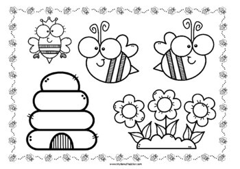 Toddler preschool bee themed coloring sheets