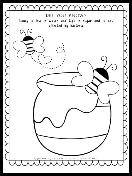 Free printable bee coloring page with fun fact â the art kit