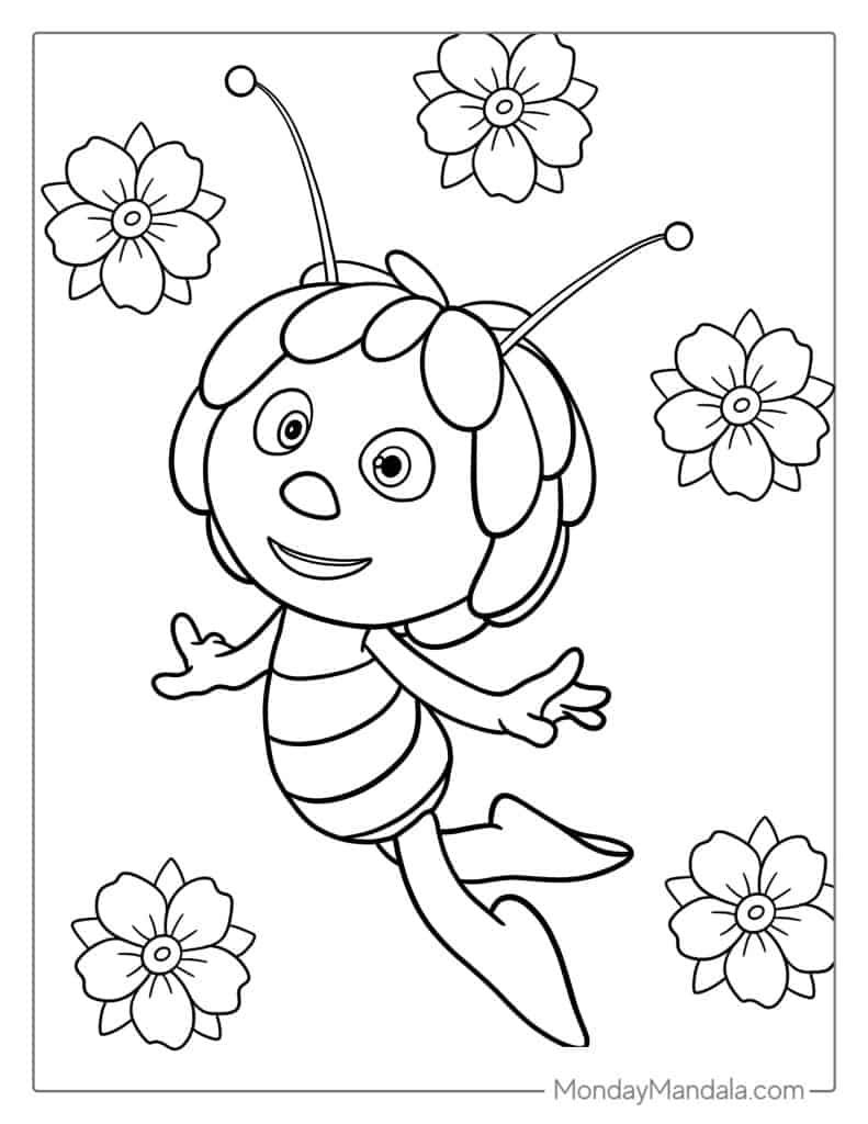 Bee coloring pages free pdf printables