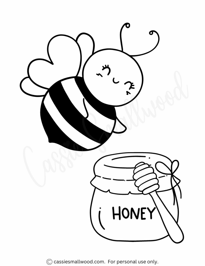 Cute bee coloring pages free printable