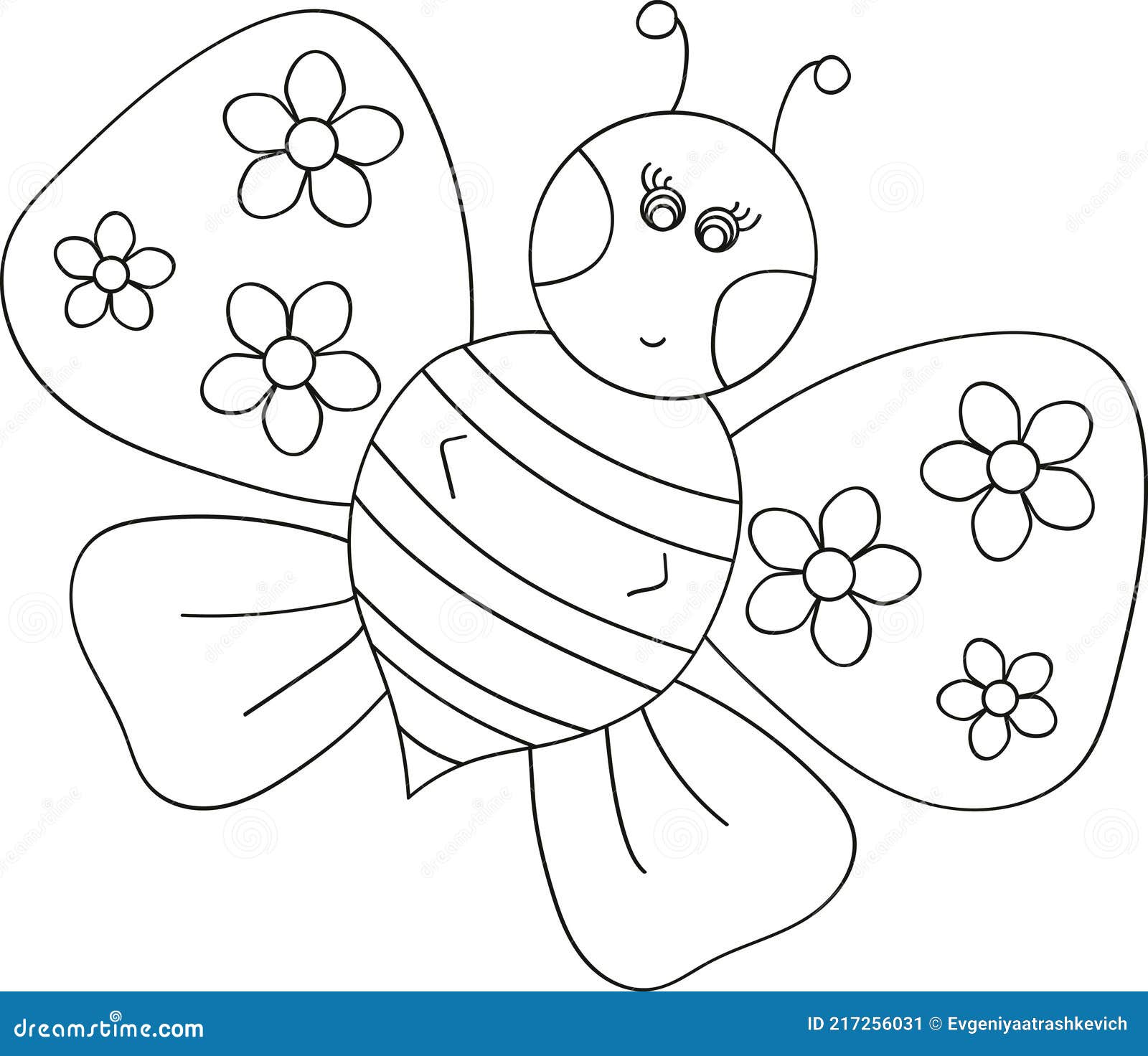 Bee coloring outline stock vector illustration of book