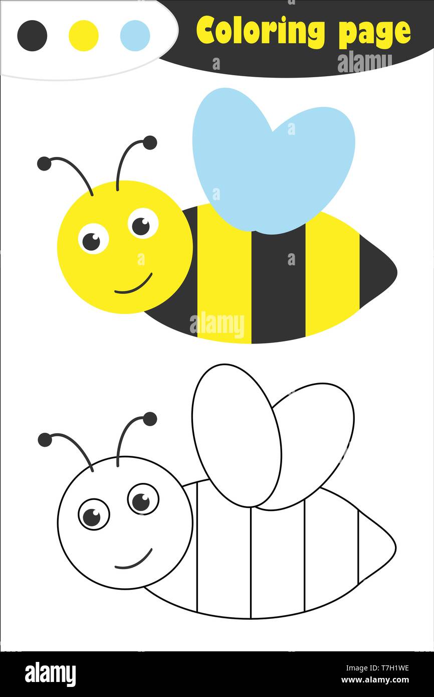 Bee in cartoon style coloring page spring education paper game for the development of children kids preschool activity printable worksheet vector stock vector image art