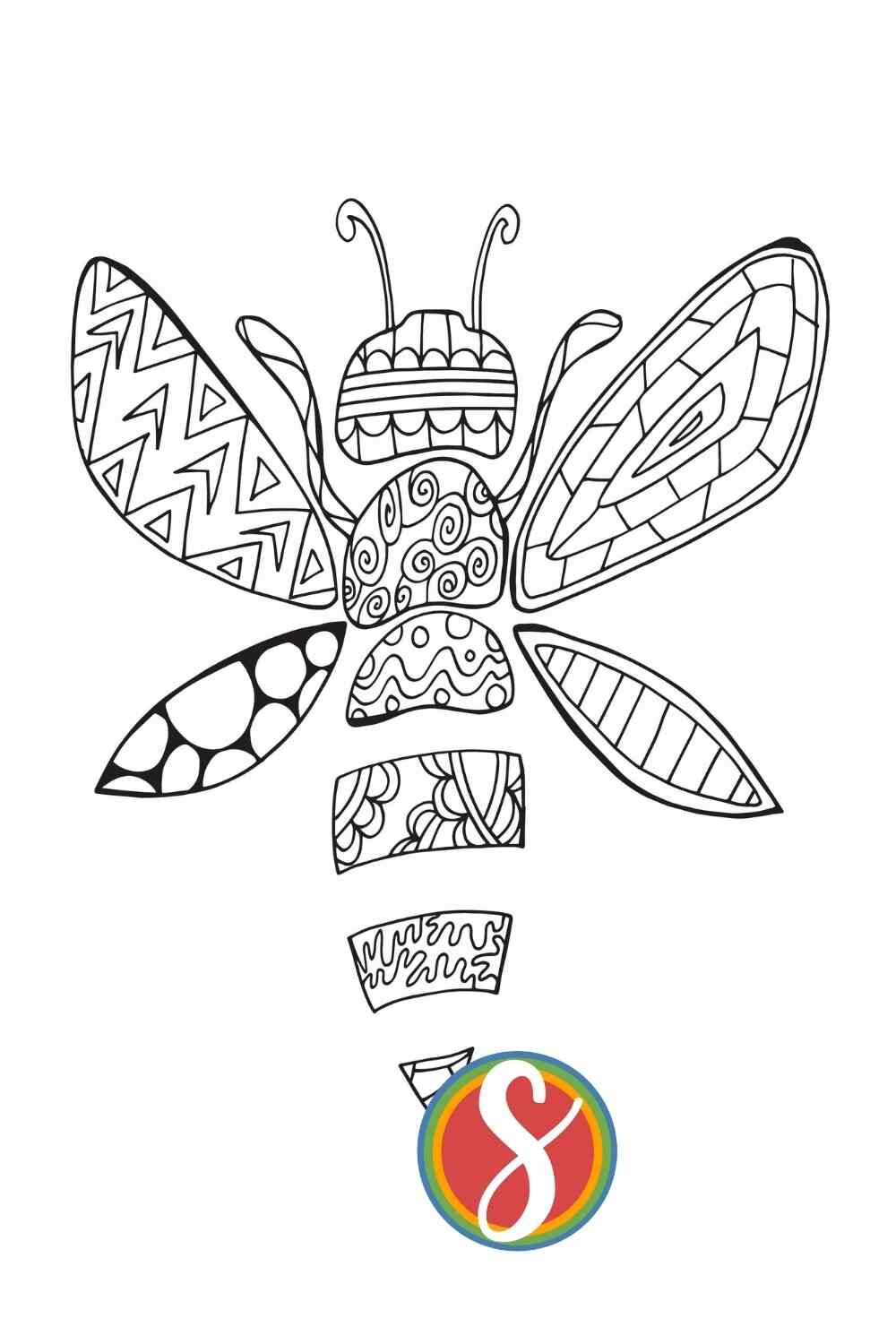 Free bee coloring pages â stevie doodles