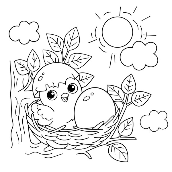 Bird nest coloring page royalty