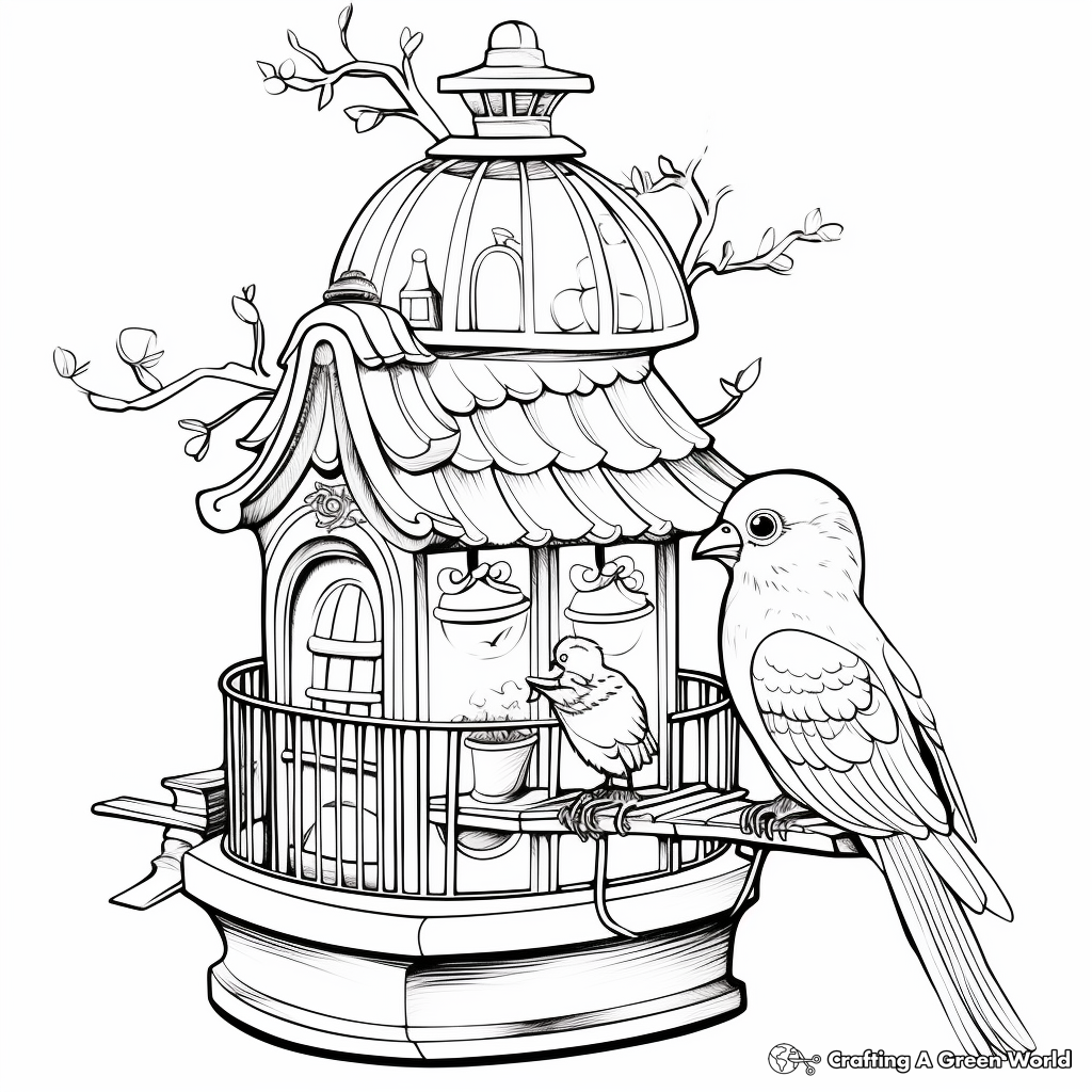 Bird cage coloring pages