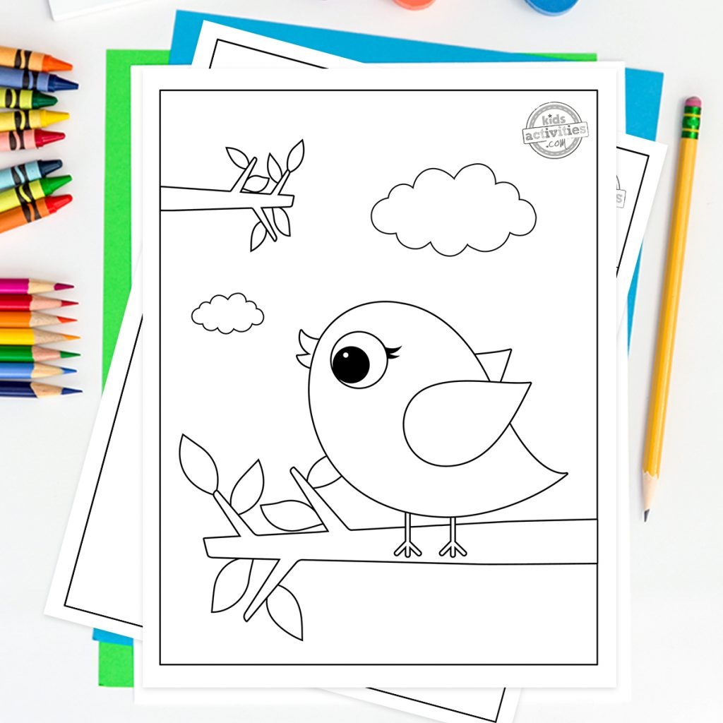 Simple cute bird coloring pages for kids kids activities blog