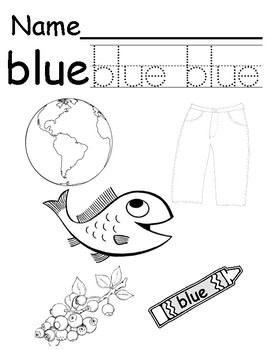Color blue coloringtracing page by alana kendall tpt