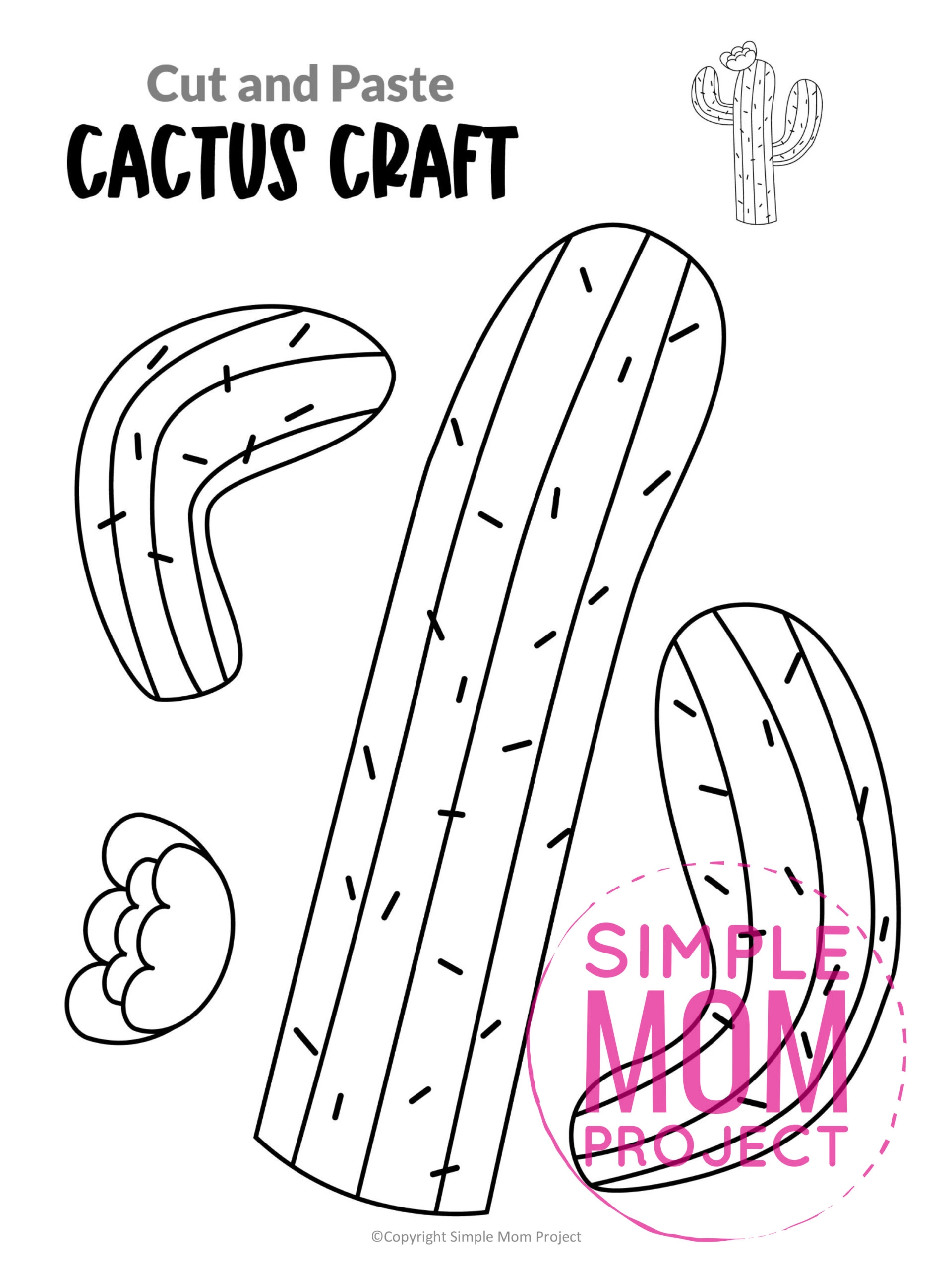 Free printable cactus craft template â simple mom project